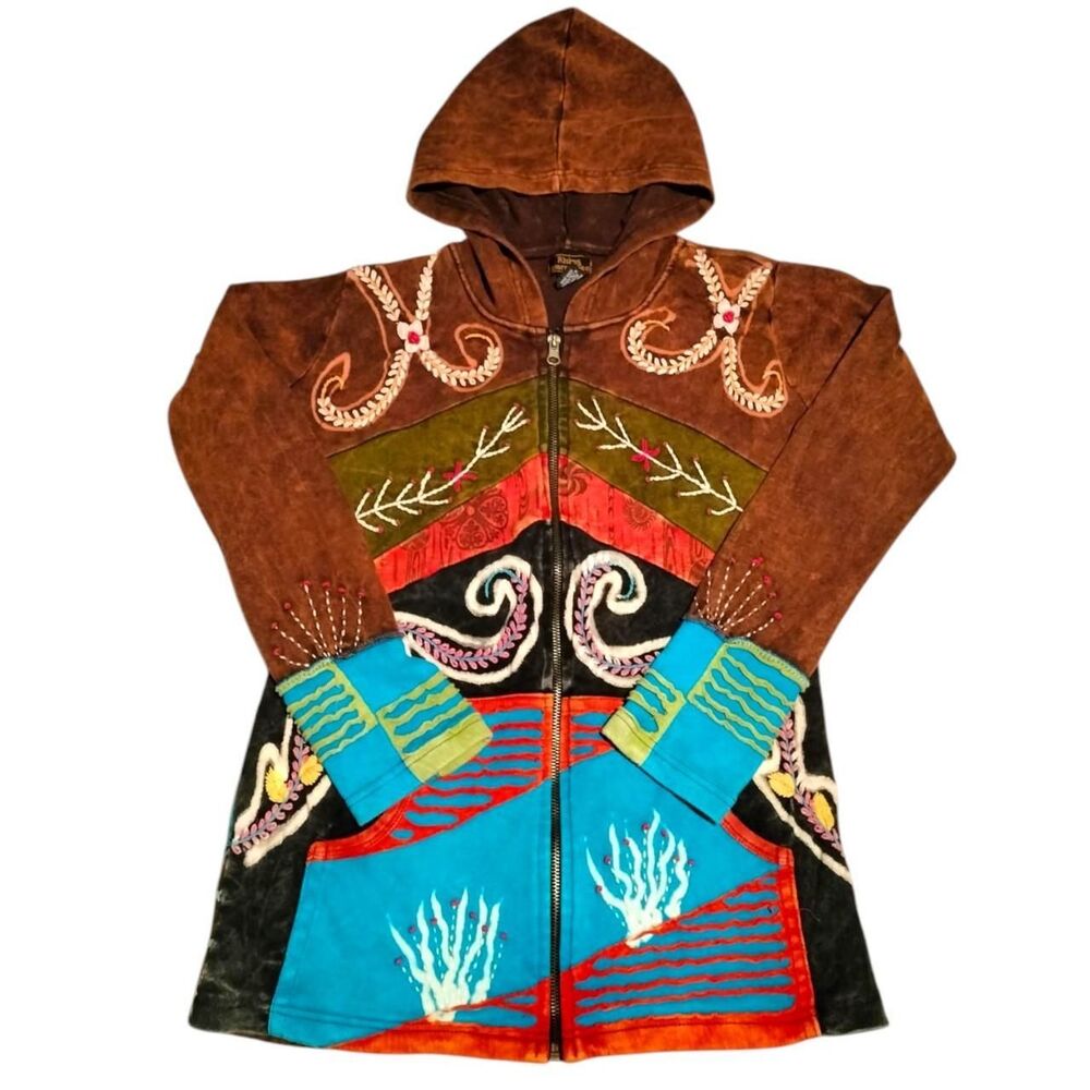 Multi-colored Boho Zip Up Hoodie